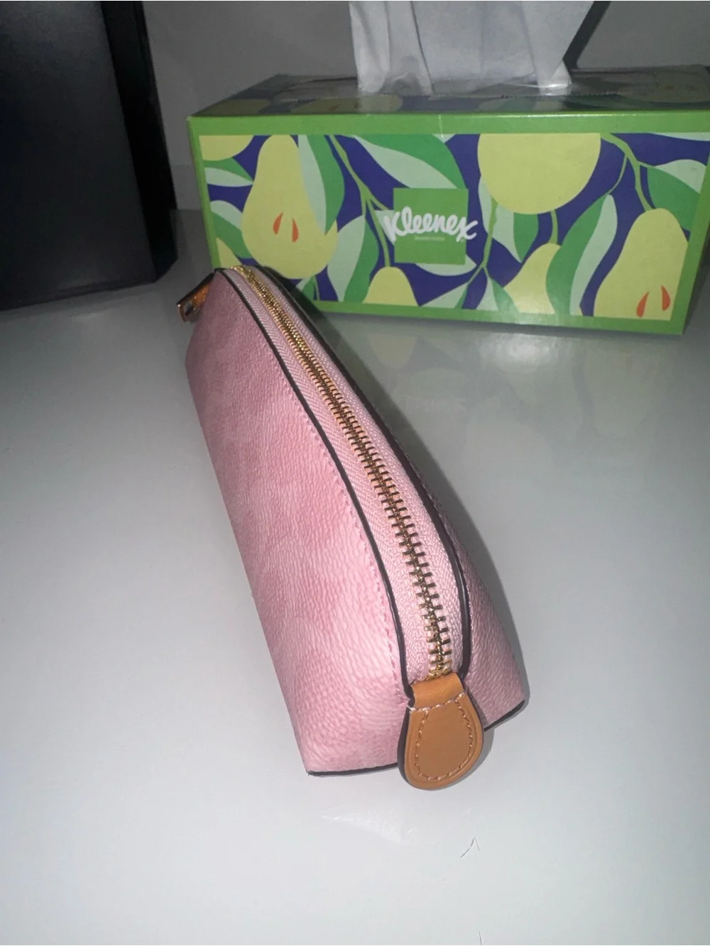 Coach Powder Pink Signature Leather Zip Pencil Case - Picture 5 of 9